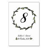 Numéro De Table Mariage de couronnes vertes rustiques (Dos)