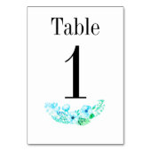 Numéro De Table Mariage de courroie Turquoise rustique (Dos)