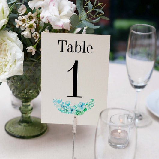 Numéro De Table Mariage de courroie Turquoise rustique