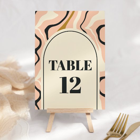 Numéro De Table Mariage de Crème Noir Noir Rétro Arch