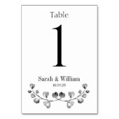 Numéro De Table Mariage de crête Eucalyptus noir et blanc (Dos)
