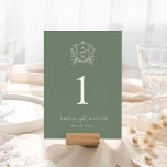 Numéro De Table Mariage de crête Vintage Sage Green<br><div class="desc">Ce beau design fait partie d'une belle collection ! Doté d'un cadre vintage délicat et d'un texte élégant.</div>