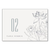 Numéro De Table Mariage de croquis floral Nénuphar minimal (Dos)