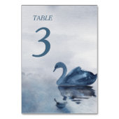 Numéro De Table Mariage de cygne bleu romantique (Dos)