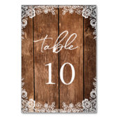 Numéro De Table Mariage de dentelle en bois rustique (Dos)