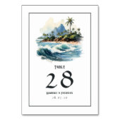 Numéro De Table Mariage de destination à Hawaii à l'aquarelle (Dos)