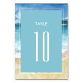 Numéro De Table Mariage de destination à la plage océan aquarelle (Dos)