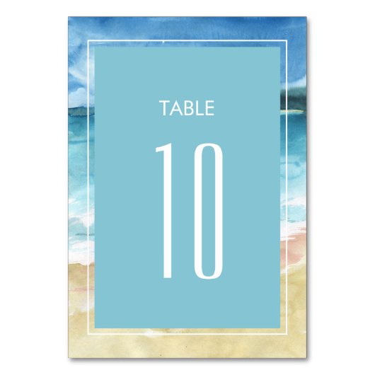 Numéro De Table Mariage de destination à la plage océan aquarelle (Par défaut)