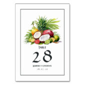 Numéro De Table Mariage de destination caraïbe à l'aquarelle (Dos)