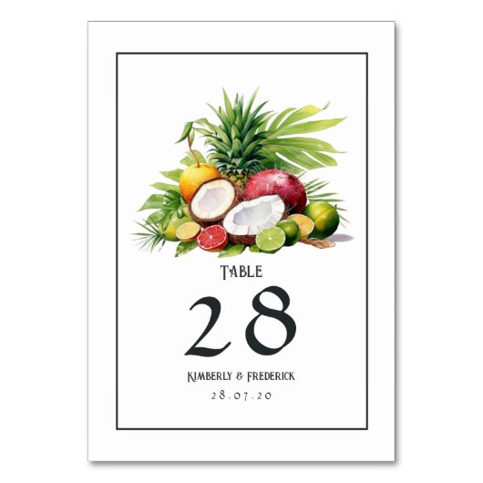 Numéro De Table Mariage de destination caraïbe à l'aquarelle (Par défaut)