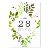 Numéro De Table Mariage de feuillage de ressort d'aquarelle Numéro (Dos)