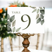 Numéro De Table Mariage de feuillage vert coupé