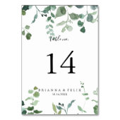 Numéro De Table Mariage de feuillage vert de script de calligraphi (Dos)