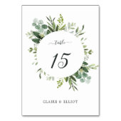Numéro De Table Mariage de feuillage vert Eucalyptus (Dos)