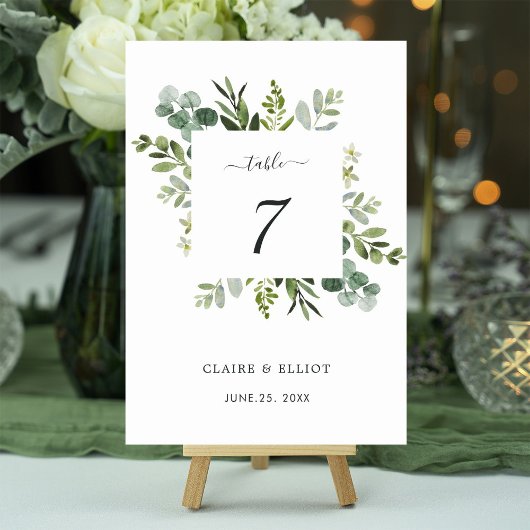 Numéro De Table Mariage de feuillage vert Eucalyptus Numéro de tab