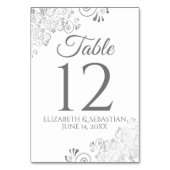 Numéro De Table Mariage de filigre blanc et gris (Dos)