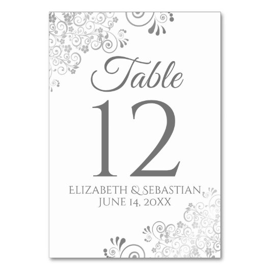Numéro De Table Mariage de filigre blanc et gris (Par défaut)