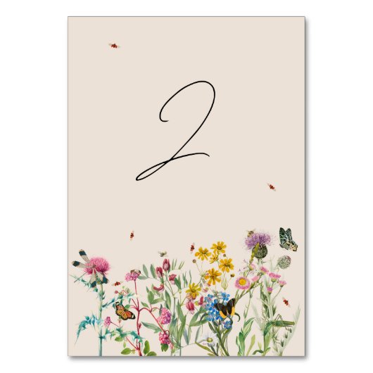 Numéro De Table Mariage de Fleur sauvage d'aquarelle Jardin & Inse (Par défaut)