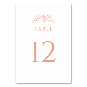 Numéro De Table Mariage de Fleur sauvage Peach