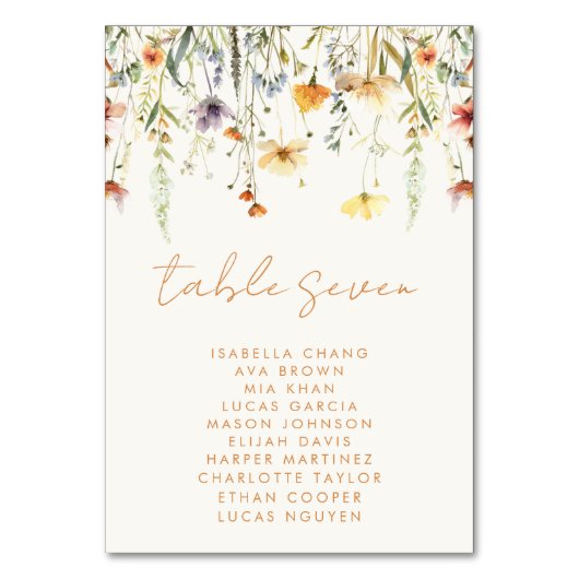 Numéro De Table Mariage de Fleur Sauvage Rustique (Par défaut)
