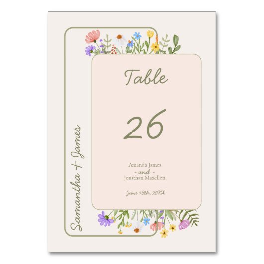 Numéro De Table Mariage de Fleur sauvage Rustique moderne Numéro d (Dos)