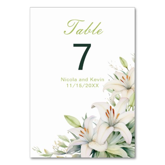 Numéro De Table Mariage de fleurs blanches (Par défaut)