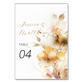 Numéro De Table Mariage de fleurs blanches et dorées (Dos)