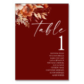 Numéro De Table Mariage de fleurs Brown rouillées de Bourgogne (Par défaut)