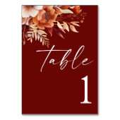 Numéro De Table Mariage de fleurs Brown rouillées de Bourgogne (Par défaut)