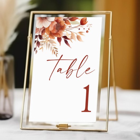 Numéro De Table Mariage de fleurs Brown rouillées de Bourgogne