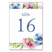 Numéro De Table Mariage de fleurs d'anémone aquarelle (Par défaut)