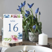 Numéro De Table Mariage de fleurs d'anémone aquarelle