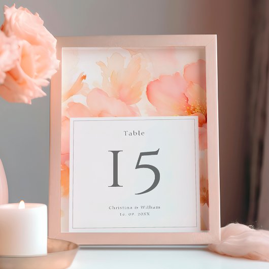 Numéro De Table Mariage de fleurs d'aquarelle moderne
