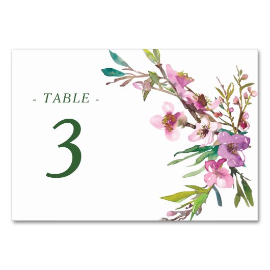 Numéro De Table Mariage de fleurs de cerisier rose (Dos)