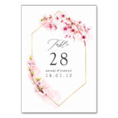 Numéro De Table Mariage de fleurs de cerisier rose géométrique (Dos)