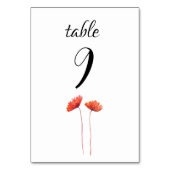 Numéro De Table Mariage de fleurs de pavot rouge (Dos)