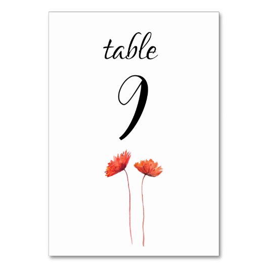 Numéro De Table Mariage de fleurs de pavot rouge (Par défaut)
