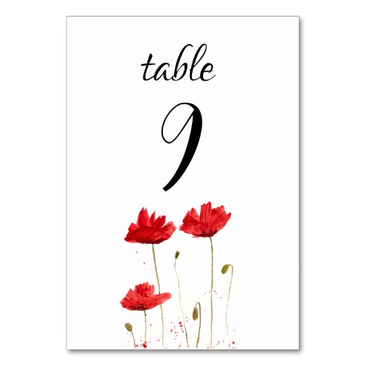 Numéro De Table Mariage de fleurs de pavot rouge (Par défaut)