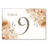 Numéro De Table Mariage de fleurs de pêche verte coupée (Devant)