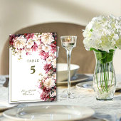 Numéro De Table Mariage de fleurs de printemps blanc et rose