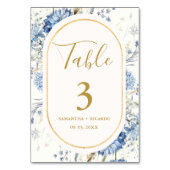 Numéro De Table Mariage de fleurs de printemps bleu Dusty (Dos)