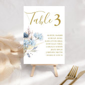 Numéro De Table Mariage de fleurs de printemps bleu Dusty