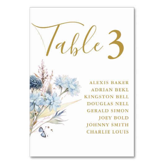 Numéro De Table Mariage de fleurs de printemps bleu Dusty (Par défaut)