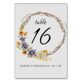 Numéro De Table Mariage de fleurs de printemps d'aquarelle (Dos)