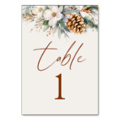 Numéro De Table Mariage de fleurs florales de pins d'hiver (Dos)
