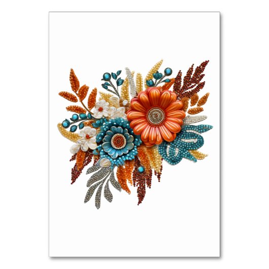 Numéro De Table Mariage de fleurs séquencées d'automne (Dos)