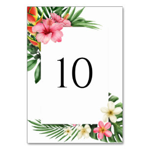 Numéro De Table Mariage de fleurs tropicales luxuriantes