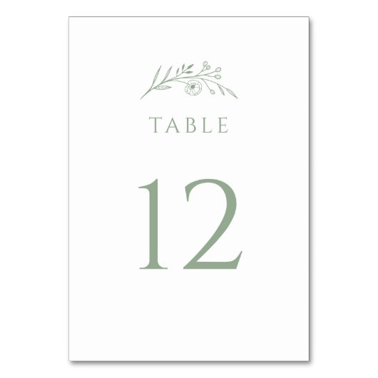 Numéro De Table Mariage de fleurs vertes Sage (Par défaut)