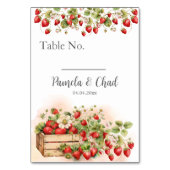 Numéro De Table Mariage de fraises d'aquarelle (Dos)