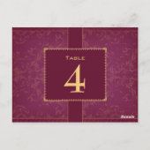 Numéro de table mariage de framboise et d'or foncé (Dos)